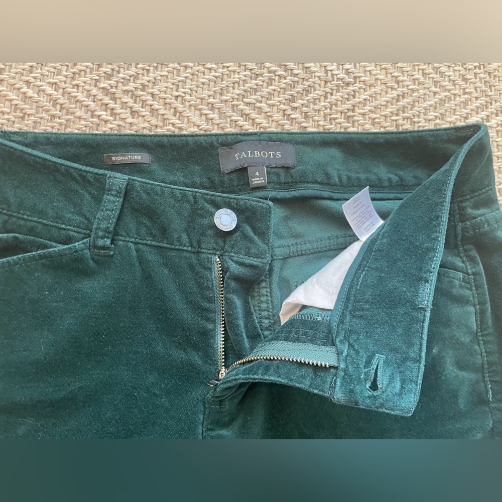 Talbots size 4 dark green velvateen slacks - Picture 3 of 8
